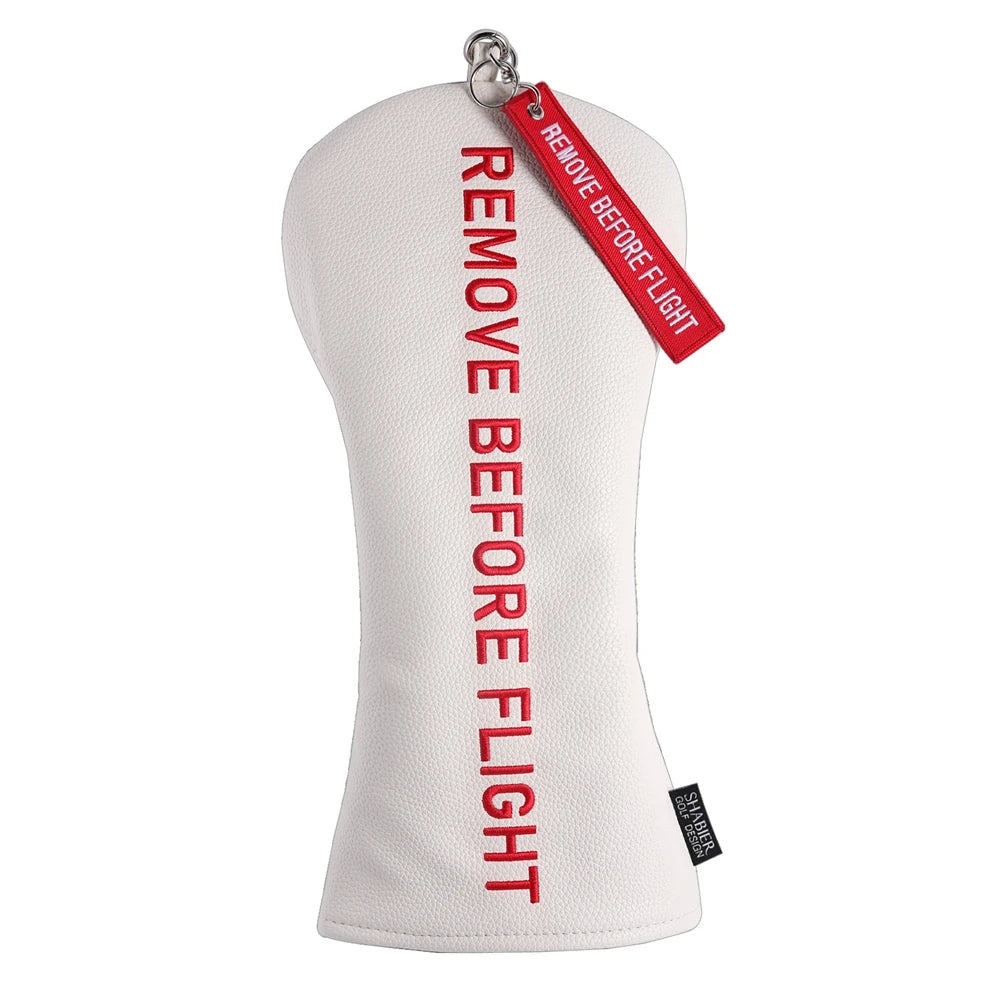 Red Soft PU Synthetic Leather Remove Before Flight Embroidery Golf Headcover Large Mallet Blade Putter Cover