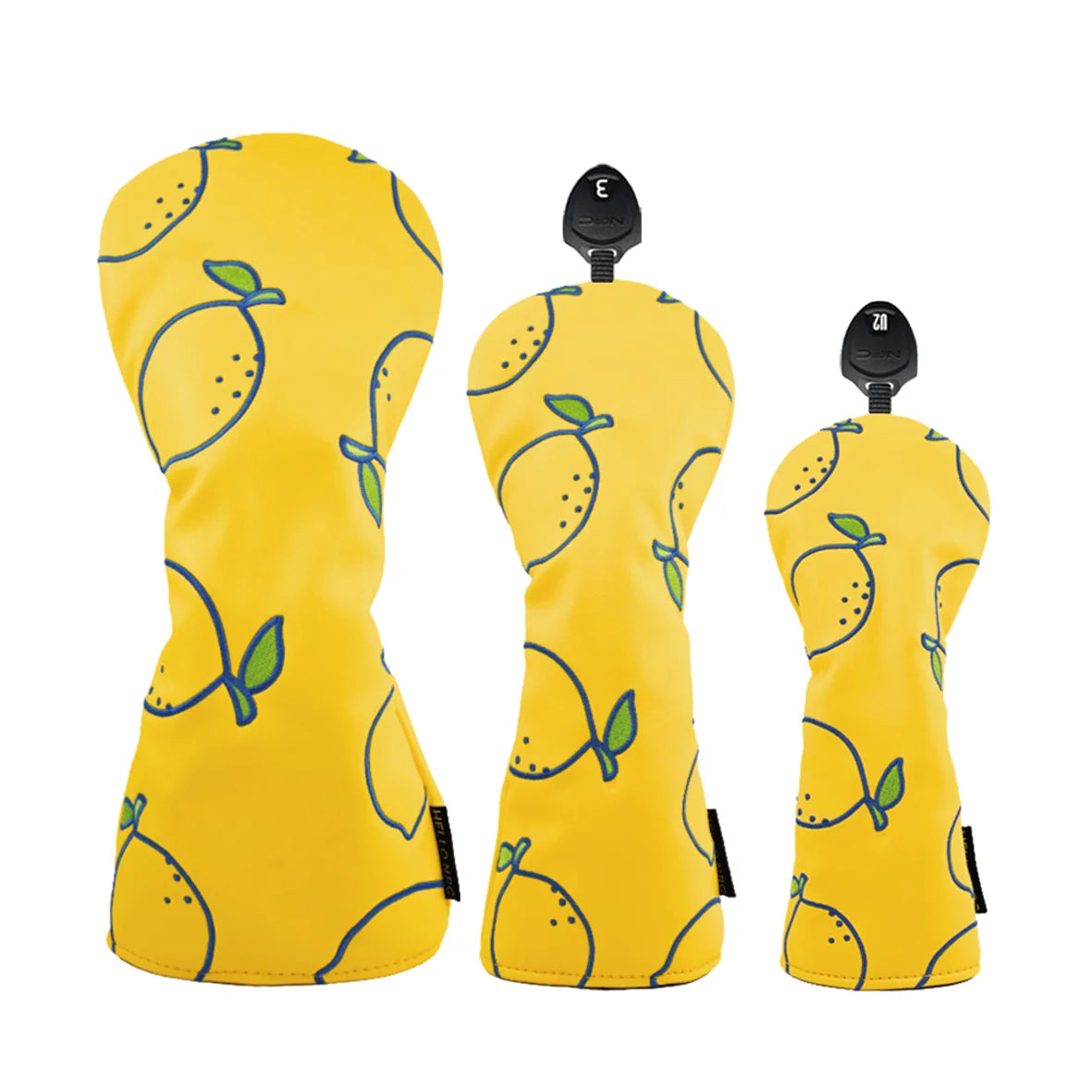 3pcs Golf Head Covers for Driver & Woods - (Fruits Style）Premium PU Material Head cover