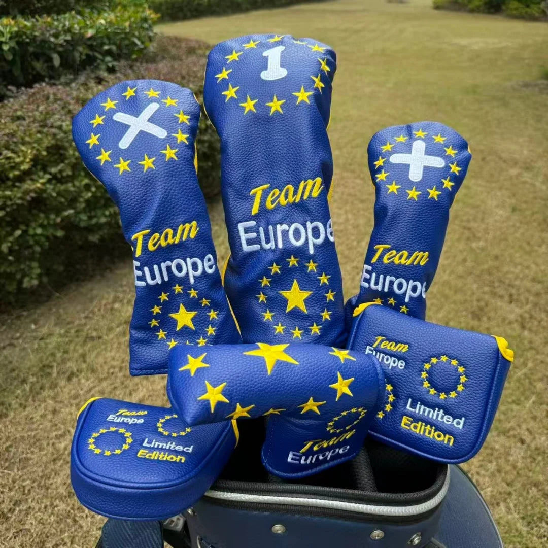 PU Golf Woods Headcover Europe Golf Driver Cover Putter Headcovers Hybrid UT Portecter Golf Club Cover Set Golf Accessories