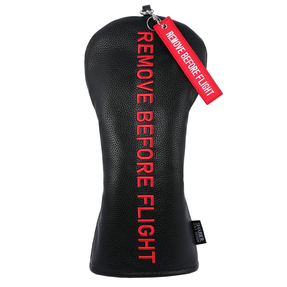 Red Soft PU Synthetic Leather Remove Before Flight Embroidery Golf Headcover Large Mallet Blade Putter Cover
