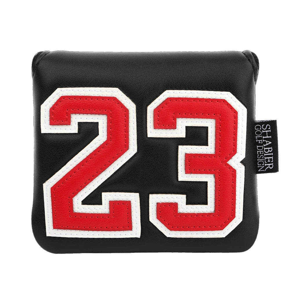 Red Soft PU Synthetic Leather Remove Before Flight Embroidery Golf Headcover Large Mallet Blade Putter Cover
