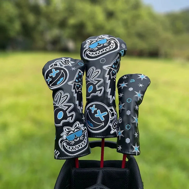 Golf Club Headcovers Wizard Cat Design cut Driver Fairway Hybrid Cover Waterproof Protector Set Soft Durable Golf headCover