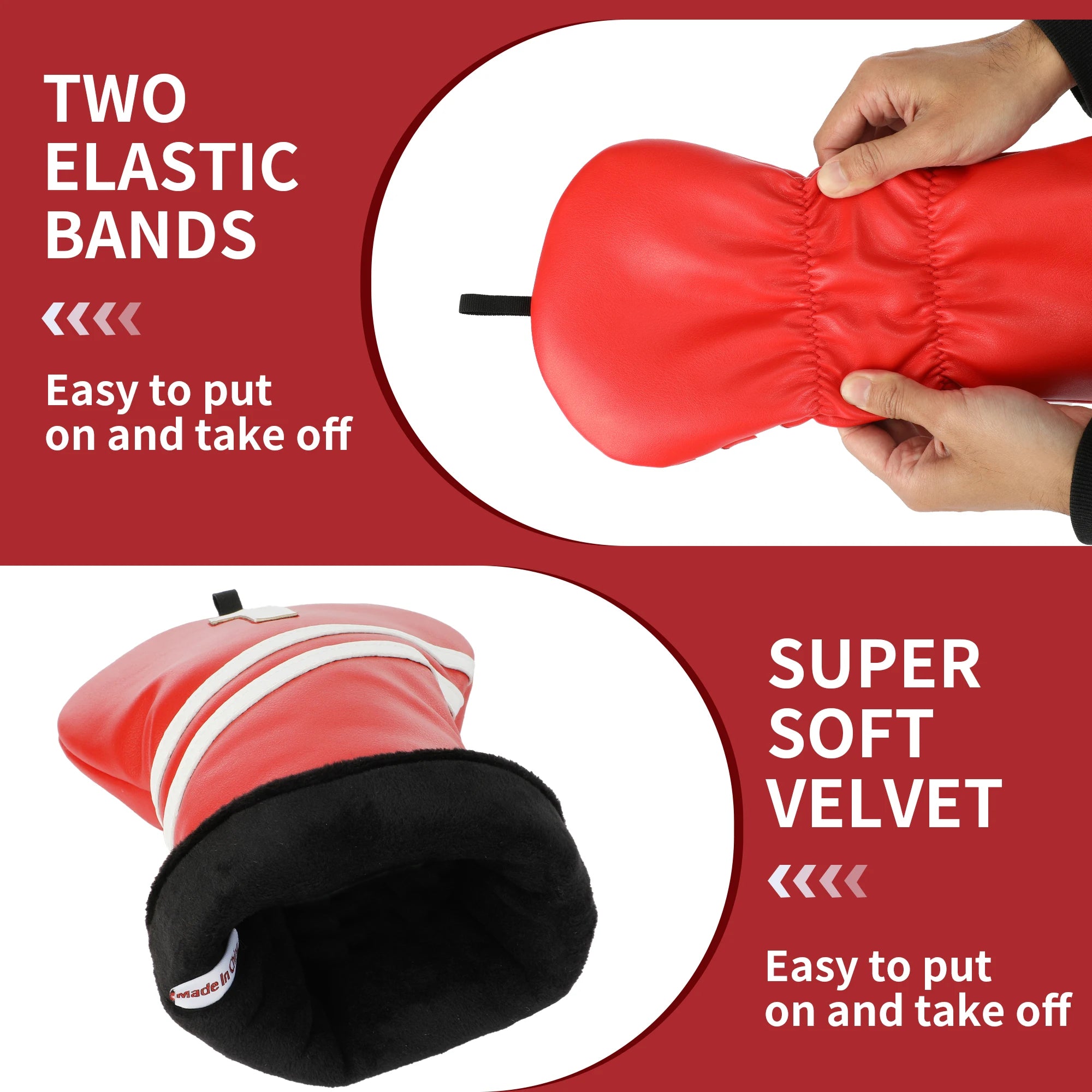 Golf Wood Headcover Poker Elements Driver, 3/5# Fairway, and Hybrid, Unisex, PU Leather Material, Black Golf Headcover