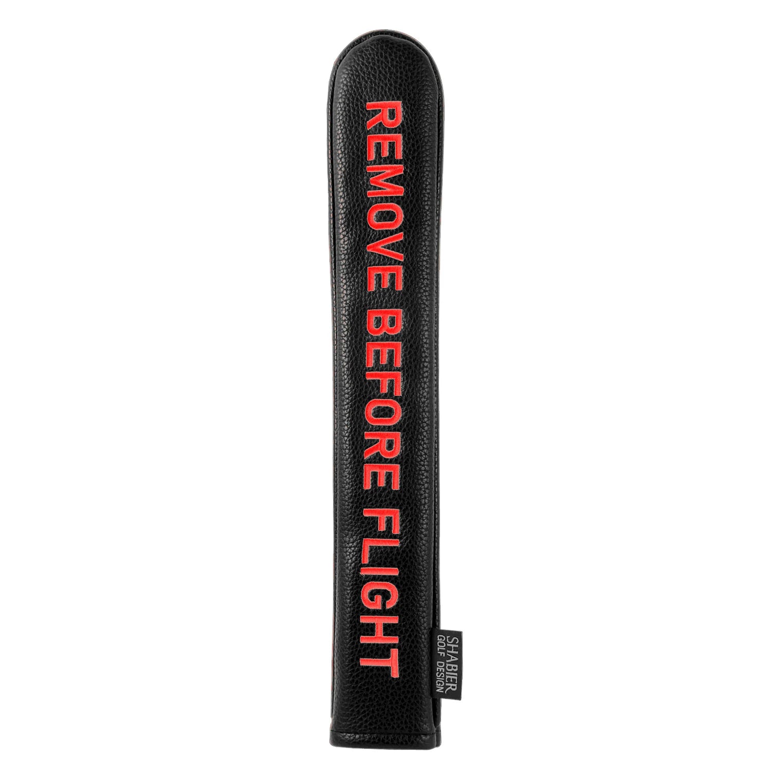Red Soft PU Synthetic Leather Remove Before Flight Embroidery Golf Headcover Large Mallet Blade Putter Cover