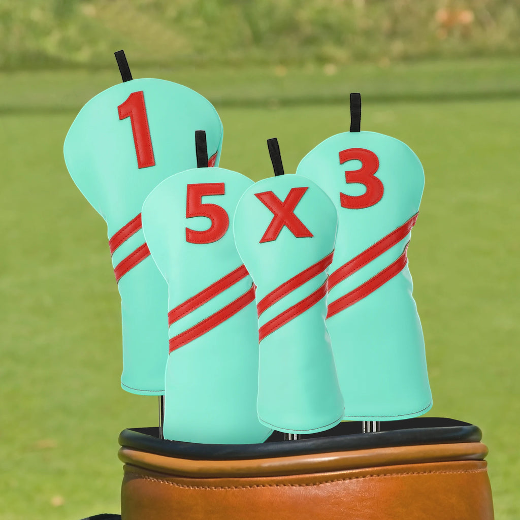 Golf Wood Headcover Poker Elements Driver, 3/5# Fairway, and Hybrid, Unisex, PU Leather Material, Black Golf Headcover
