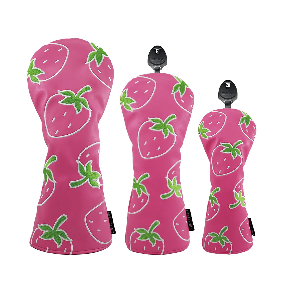 3pcs Golf Head Covers for Driver & Woods - (Fruits Style）Premium PU Material Head cover