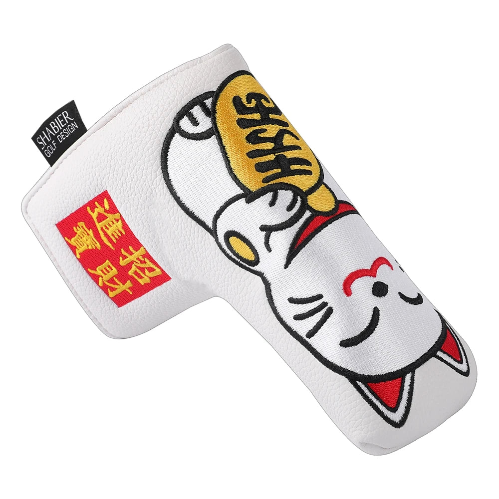Premium PU Leather Embroidered Magnetic Closure Golf Blade Mallet Putter Cover