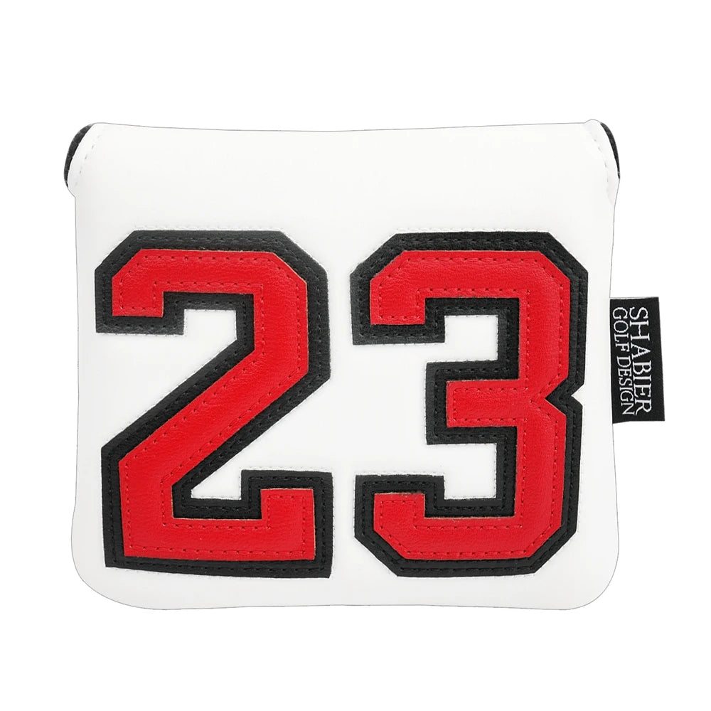 Red Soft PU Synthetic Leather Remove Before Flight Embroidery Golf Headcover Large Mallet Blade Putter Cover