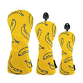 3pcs Golf Head Covers for Driver & Woods - (Fruits Style）Premium PU Material Head cover