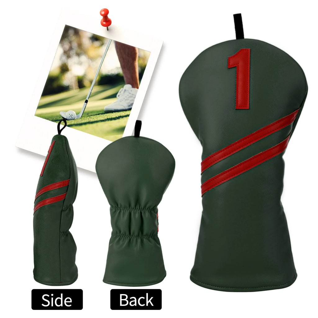 Golf Wood Headcover Poker Elements Driver, 3/5# Fairway, and Hybrid, Unisex, PU Leather Material, Black Golf Headcover