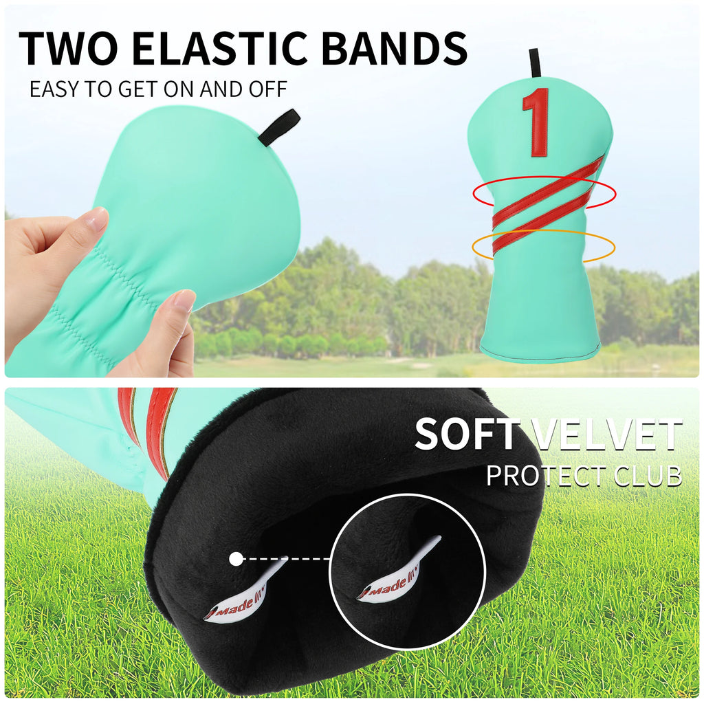 Golf Wood Headcover Poker Elements Driver, 3/5# Fairway, and Hybrid, Unisex, PU Leather Material, Black Golf Headcover