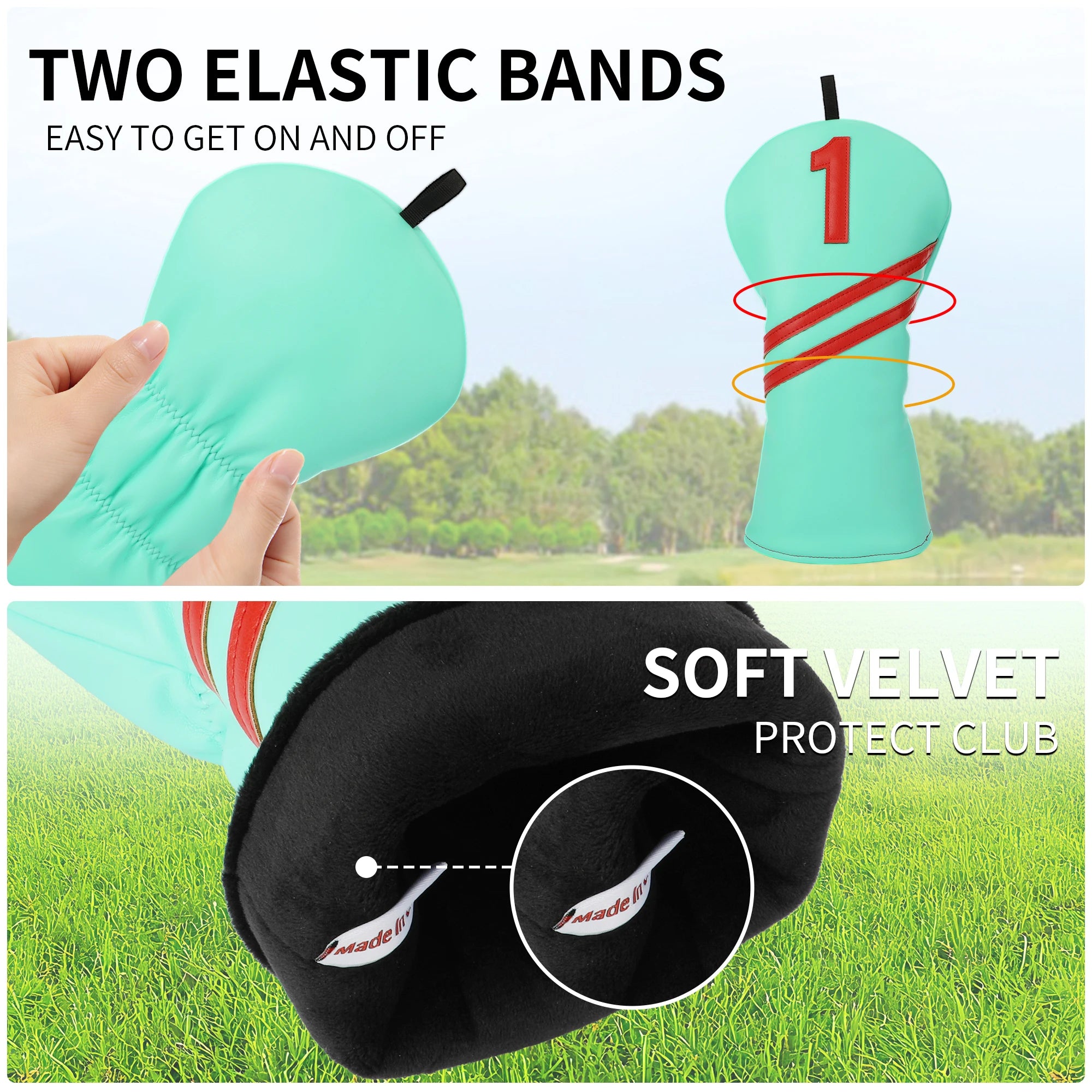 Golf Wood Headcover Poker Elements Driver, 3/5# Fairway, and Hybrid, Unisex, PU Leather Material, Black Golf Headcover
