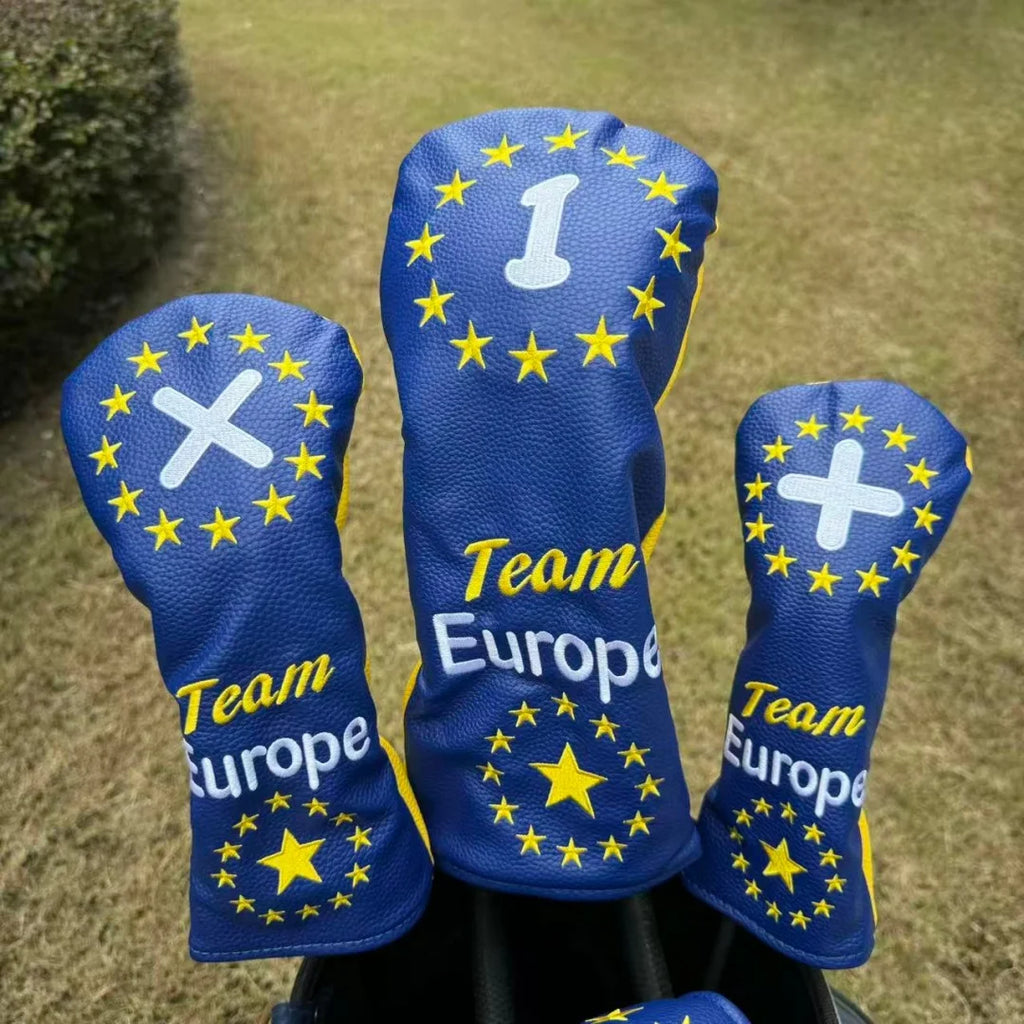 PU Golf Woods Headcover Europe Golf Driver Cover Putter Headcovers Hybrid UT Portecter Golf Club Cover Set Golf Accessories