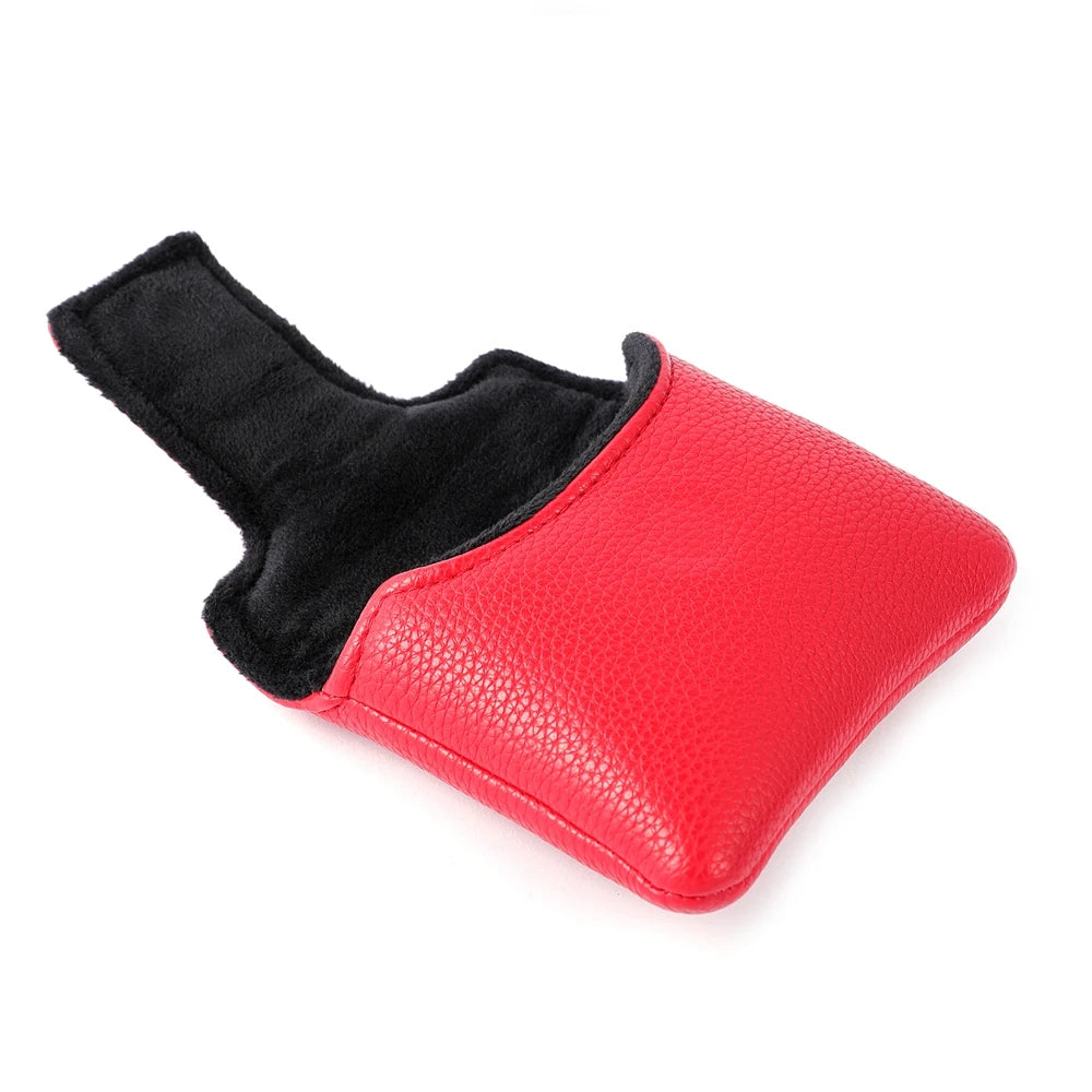 Red Soft PU Synthetic Leather Remove Before Flight Embroidery Golf Headcover Large Mallet Blade Putter Cover