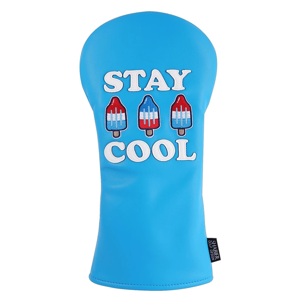 PU Leather stay cool Popsicle Popsicles embroidered Golf Club Headcover  Driver and FW  Fairway Wood Hybird Cover