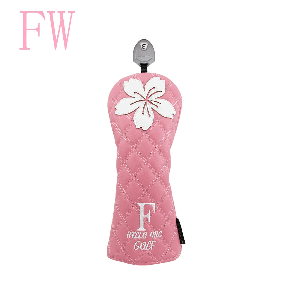 fashion sakura Golf Head Covers for Driver & Woods for golf lovers, Premium PU Material Head cover
