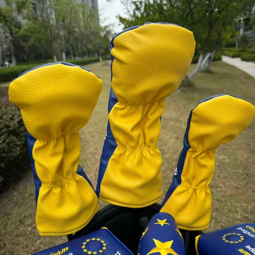 PU Golf Woods Headcover Europe Golf Driver Cover Putter Headcovers Hybrid UT Portecter Golf Club Cover Set Golf Accessories