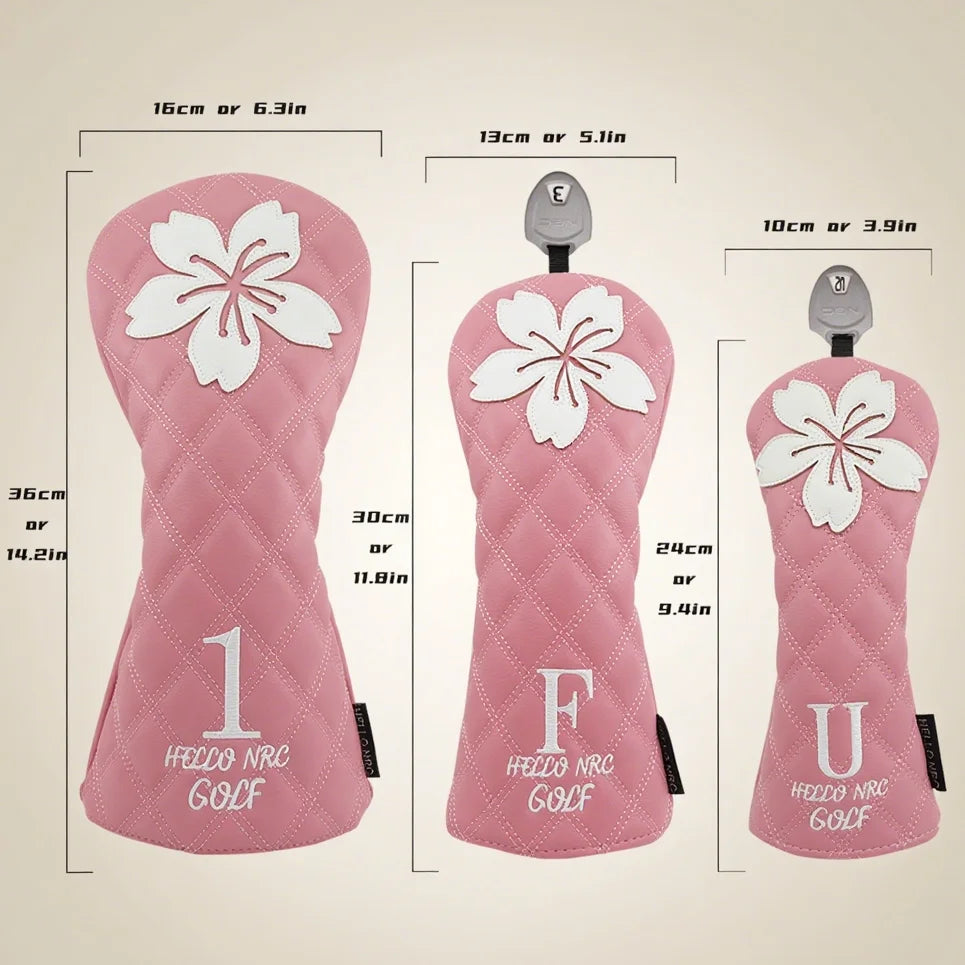 fashion sakura Golf Head Covers for Driver & Woods for golf lovers, Premium PU Material Head cover