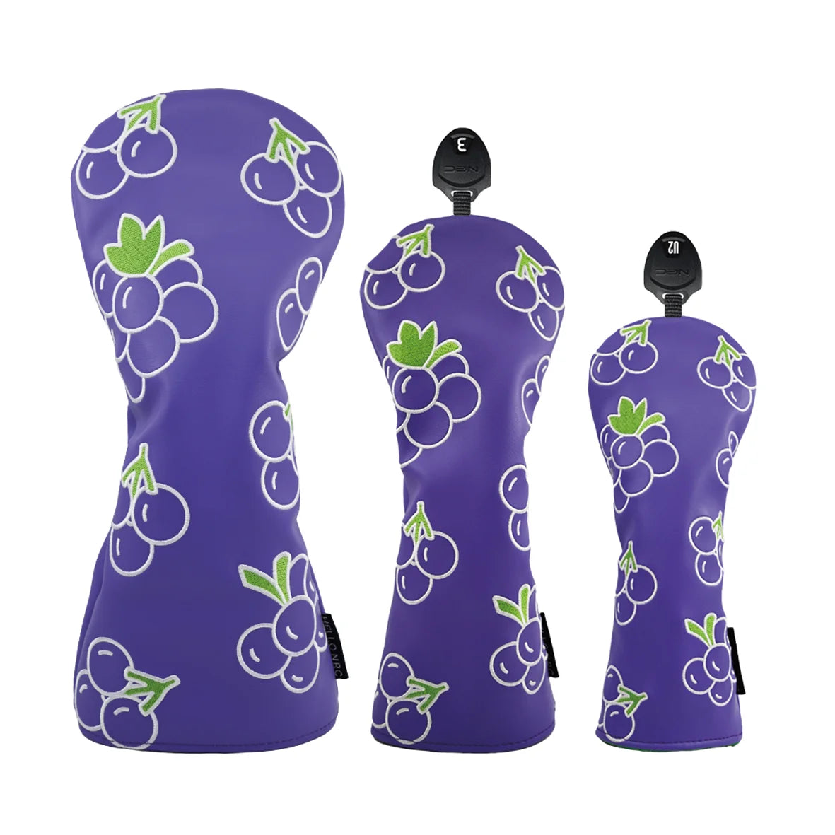 3pcs Golf Head Covers for Driver & Woods - (Fruits Style）Premium PU Material Head cover