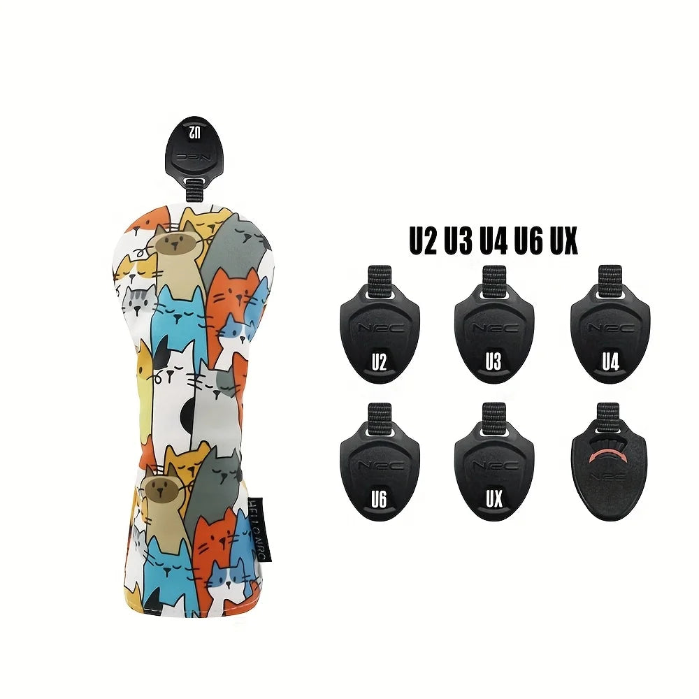 1pc/3pcs Golf Head Covers for Driver & Woods - Premium PU Material Head cover, Designed to Fit All Woods and Drivers (Cute Cats