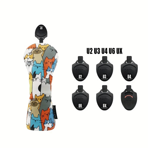 1pc/3pcs Golf Head Covers for Driver & Woods - Premium PU Material Head cover, Designed to Fit All Woods and Drivers (Cute Cats