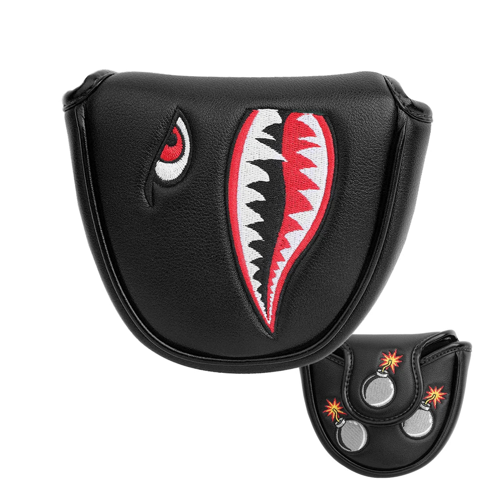 Premium PU Leather Embroidered Magnetic Closure Golf Blade Mallet Putter Cover